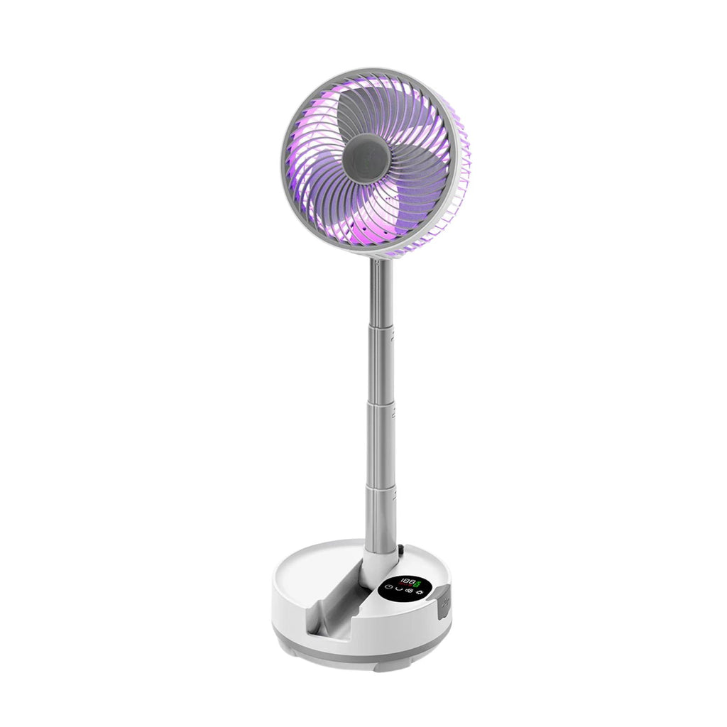 Fan Portable Rechargeable Folding Floor Desk Fan 20000mAh 8 Speed Auto Oscillation - Black