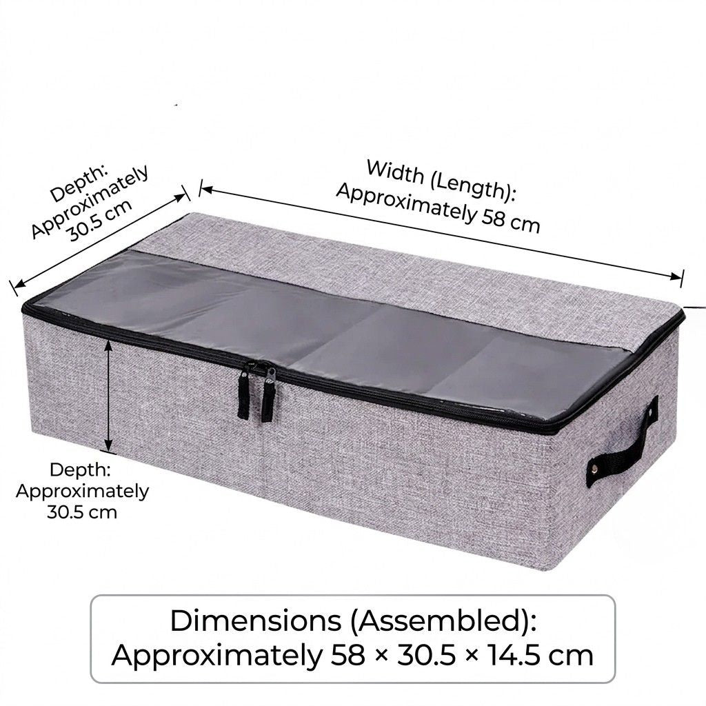 Shoe Storage Box 18 L Foldable Fabric Organiser with Lid and Grid - Light Grey