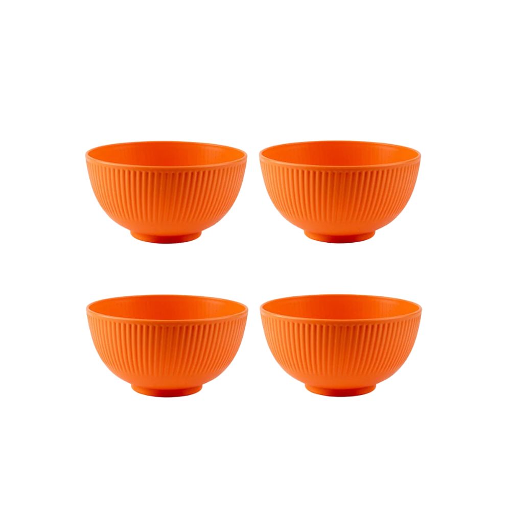 4 Piece Wheat Straw Bowl Set Shatter Resistant Reusable Serving Bowls for Home and Dining - Green