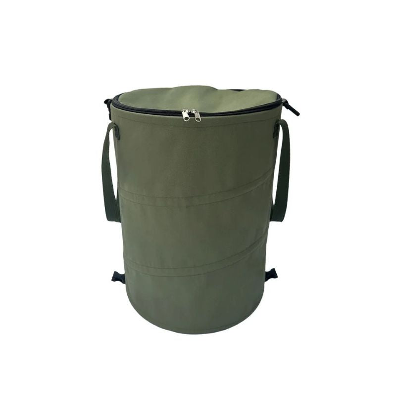 Outdoor Trash Can Foldable Oxford Cloth Garden Waste Storage Bin with Handles - Green