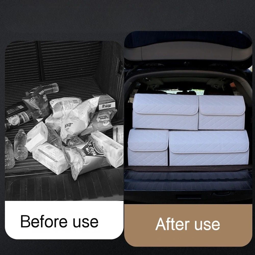 Car Trunk Organizer Box 40cm Foldable Waterproof PU Leather Storage Case Large Capacity