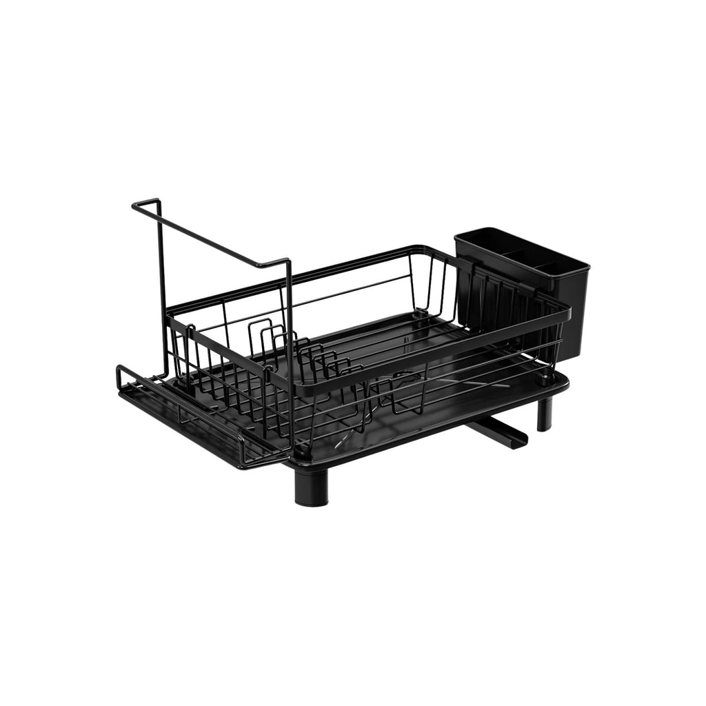 Dish Drying Rack Stainless Steel Style Iron Kitchen Drainer with Drain Tray - Pink