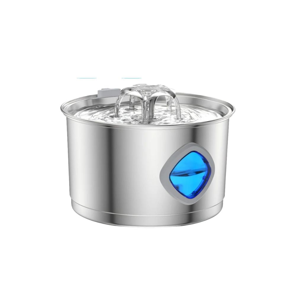 Pet Water Fountain 2.8 L Stainless Steel Cat Dog Drinker with 2 Filters - Silver