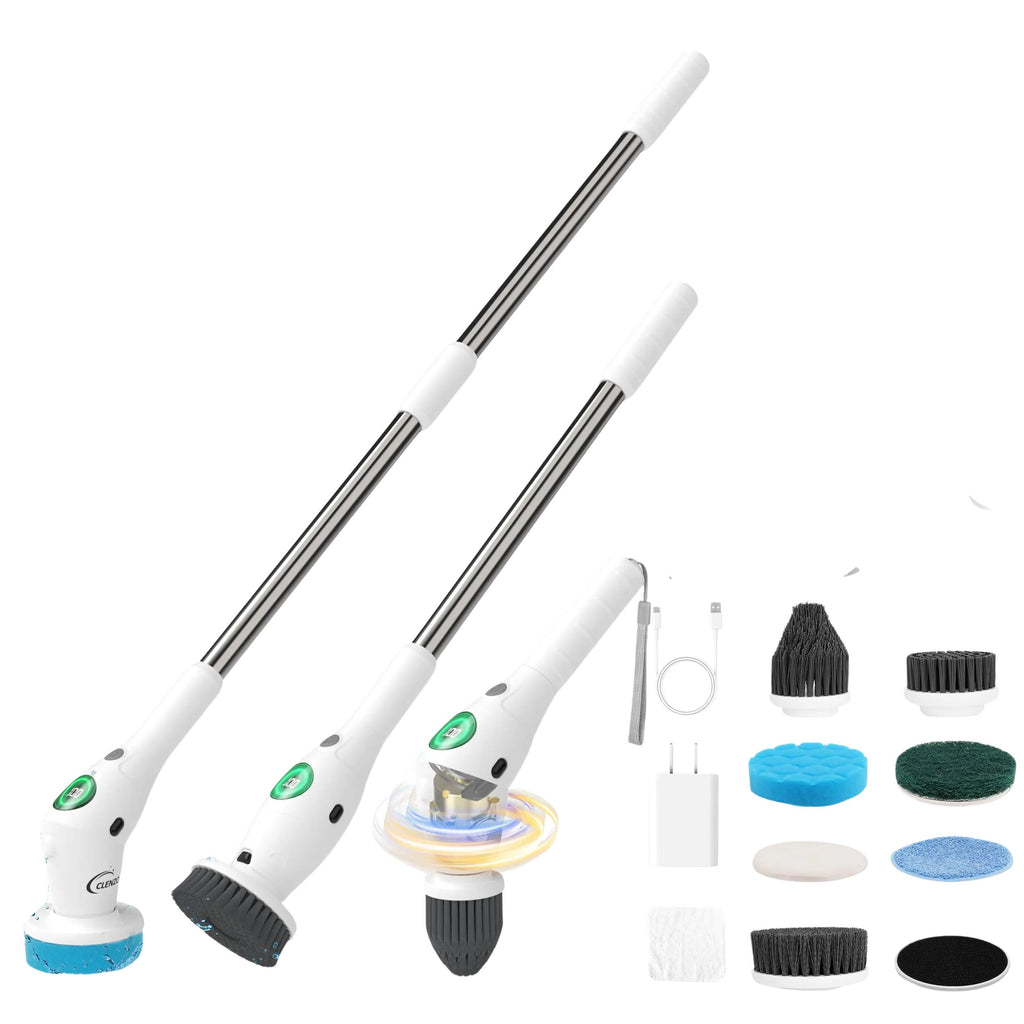 Electric Spin Scrubber 8 in 1 Cordless Cleaning Brush 2500mAh 3 Speed LED Display for Bathroom Tile