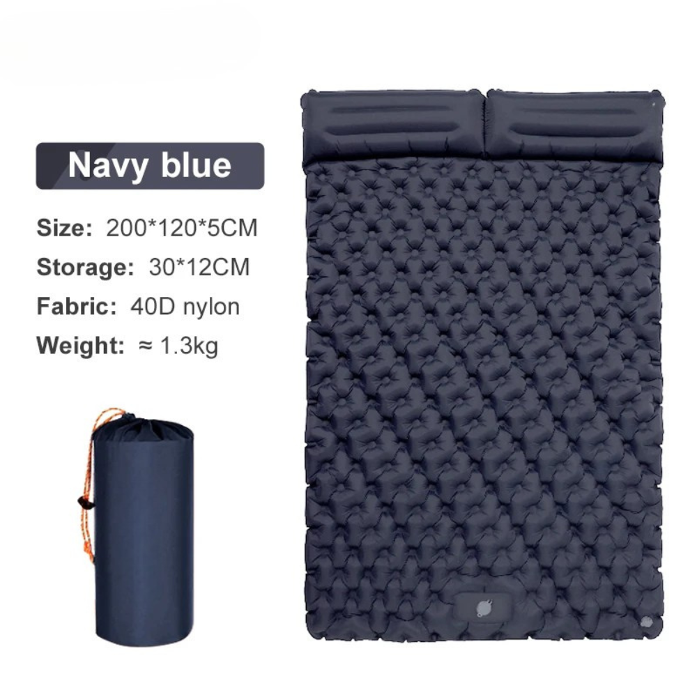 Camping Sleeping Pad Double Inflatable Mattress 200cm Portable Ultralight Folding Bed - Navy Blue