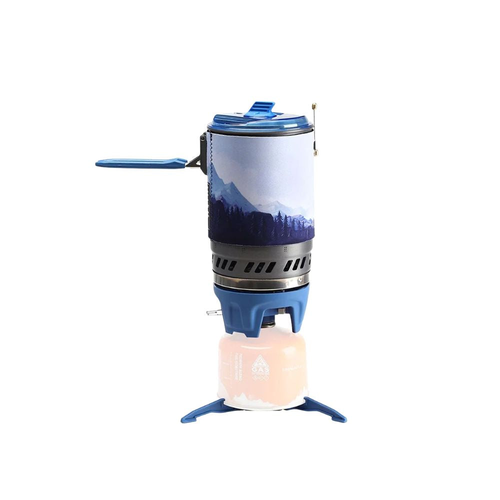 Camping Stove System 1800W Portable Gas Burner Cooking Set 1L Backpacking - Blue