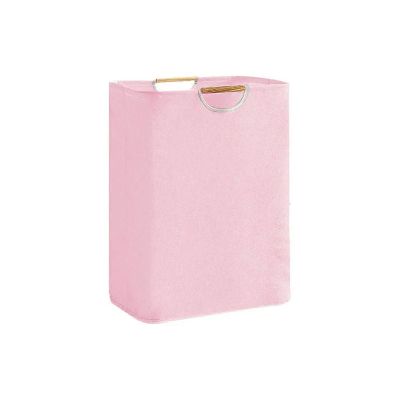 Laundry Basket 80L Waterproof Foldable Canvas Hamper with Dual Handles - Pink
