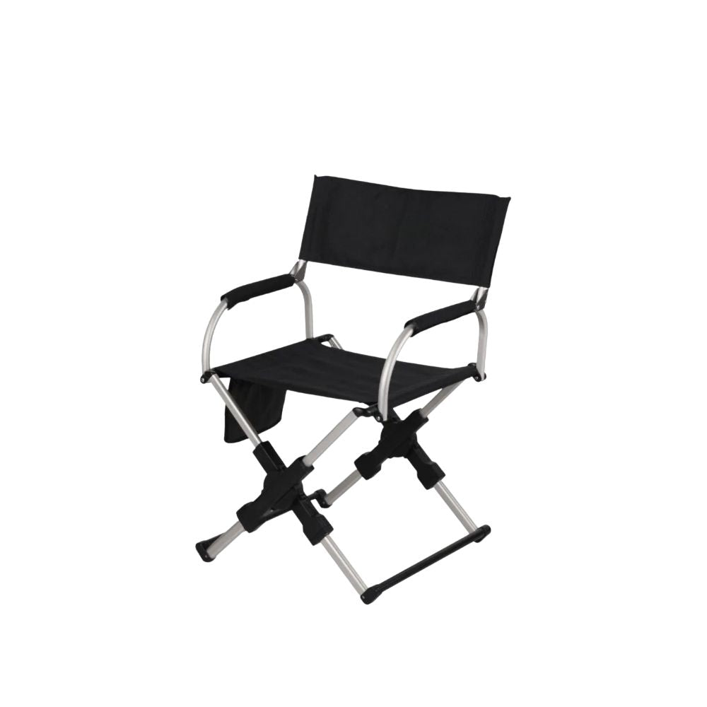 Folding Chair Portable Outdoor Beach Chair with Armrests Metal Frame Lightweight - Black