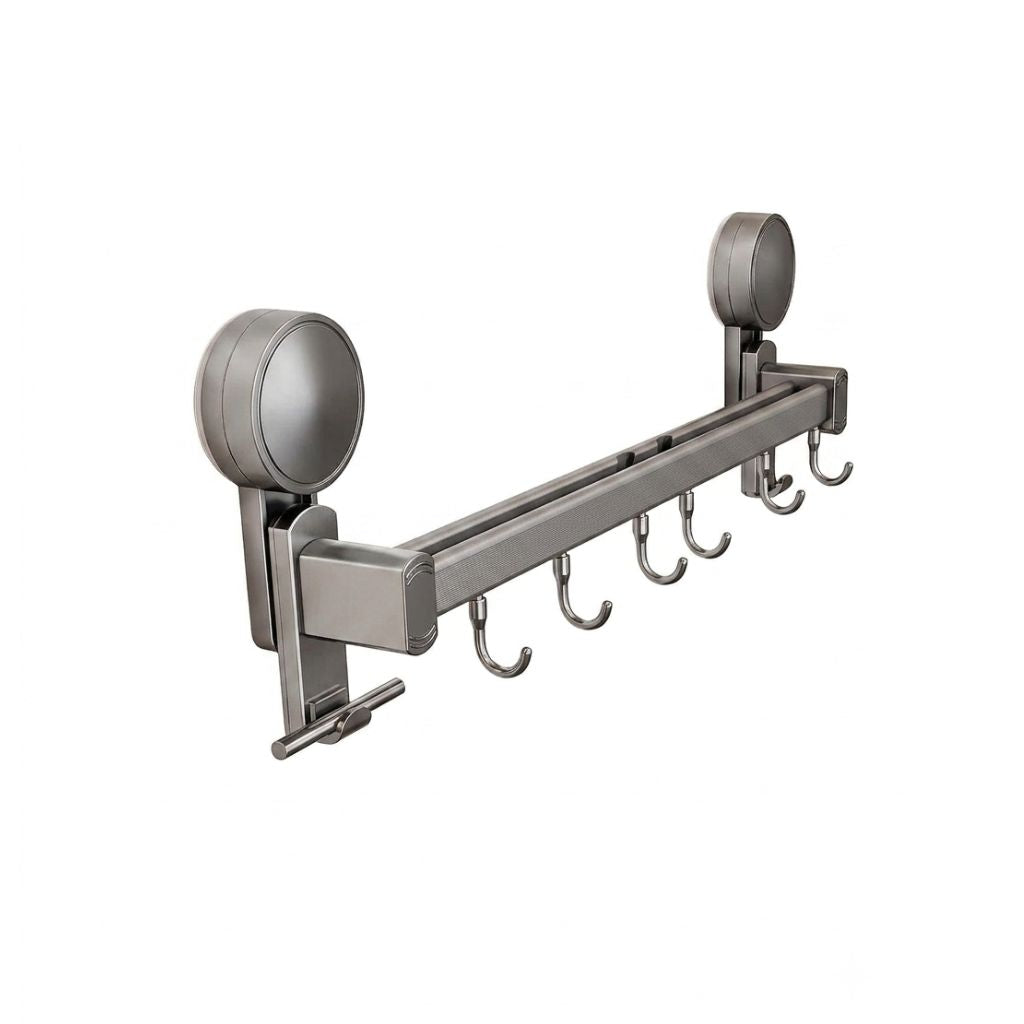 Kitchen Shelf 40cm Wall Mounted Drainage Storage Rack with 8 Hooks No Drill Installation