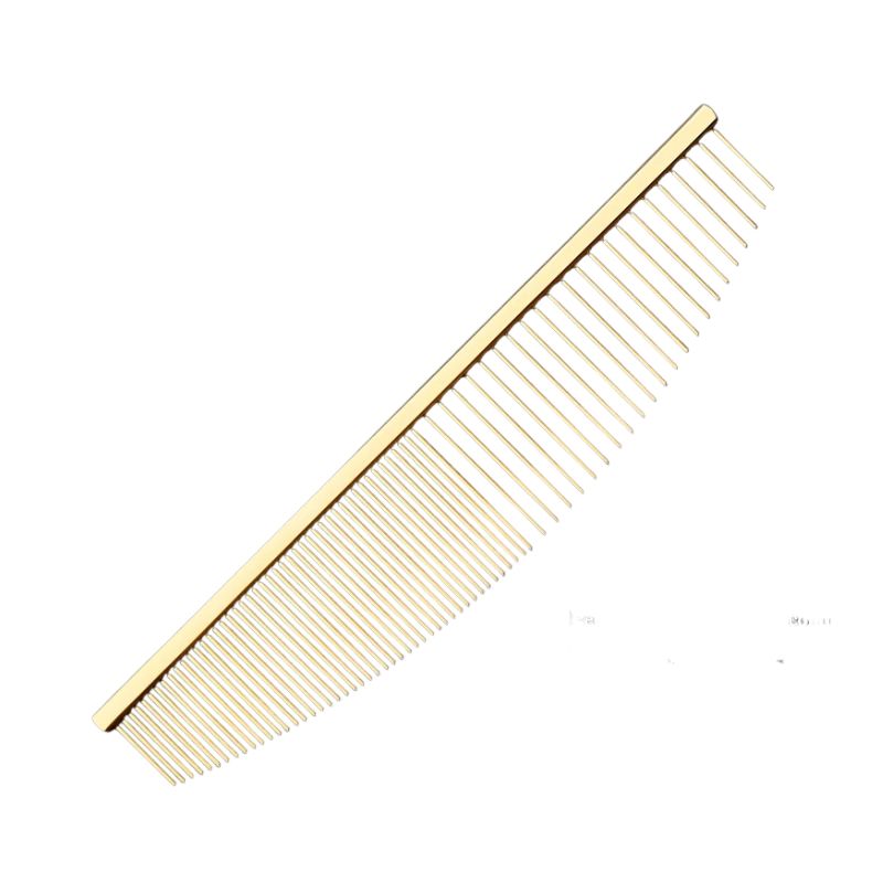 Pet Grooming Comb Fine Tooth Crescent Facial Hair Detangling Brush for Dogs and Cats - Gold