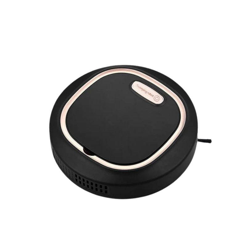 Robot Vacuum Cleaner 1200Pa USB Rechargeable Wet and Dry Floor Sweeper 90Min Runtime - Black