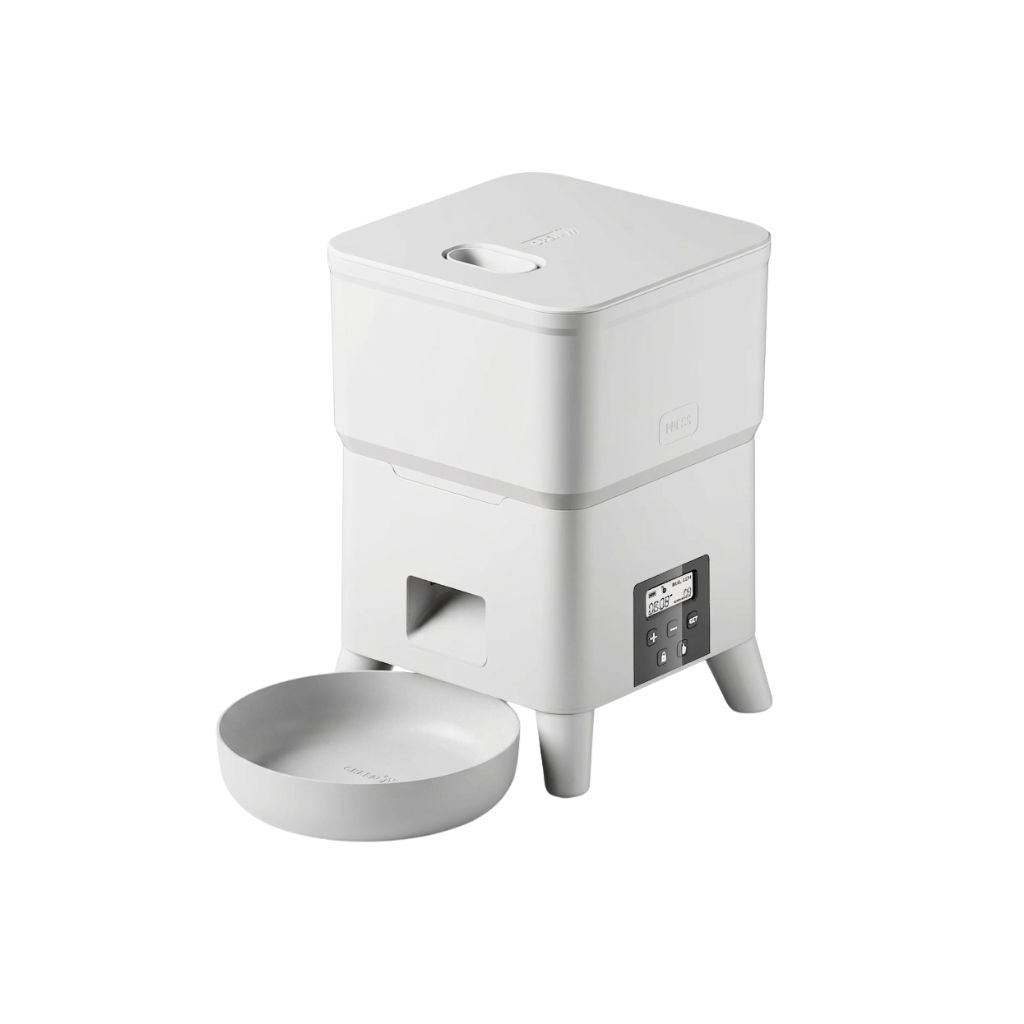 Automatic Pet Feeder 3L Timed Dry Food Dispenser with Large Capacity Feeding Bowl - White