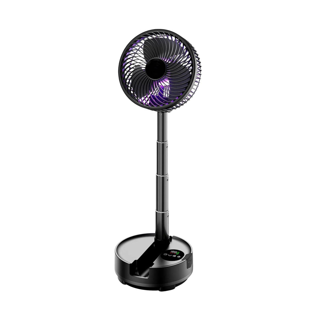 Fan Portable Rechargeable Folding Floor Desk Fan 20000mAh 8 Speed Auto Oscillation - Black