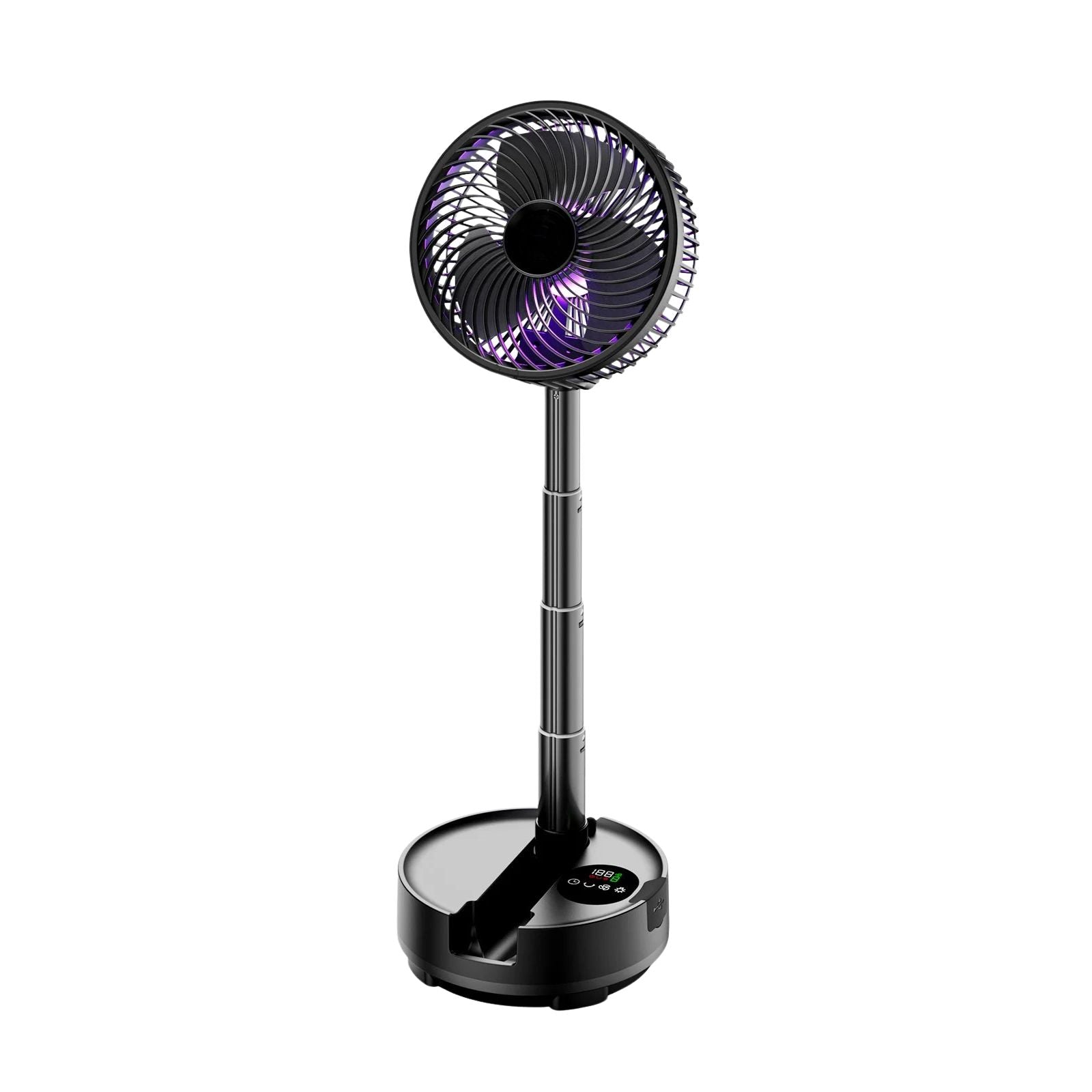 Fan Portable Rechargeable Folding Floor Desk Fan 20000mAh 8 Speed Auto Oscillation - Black