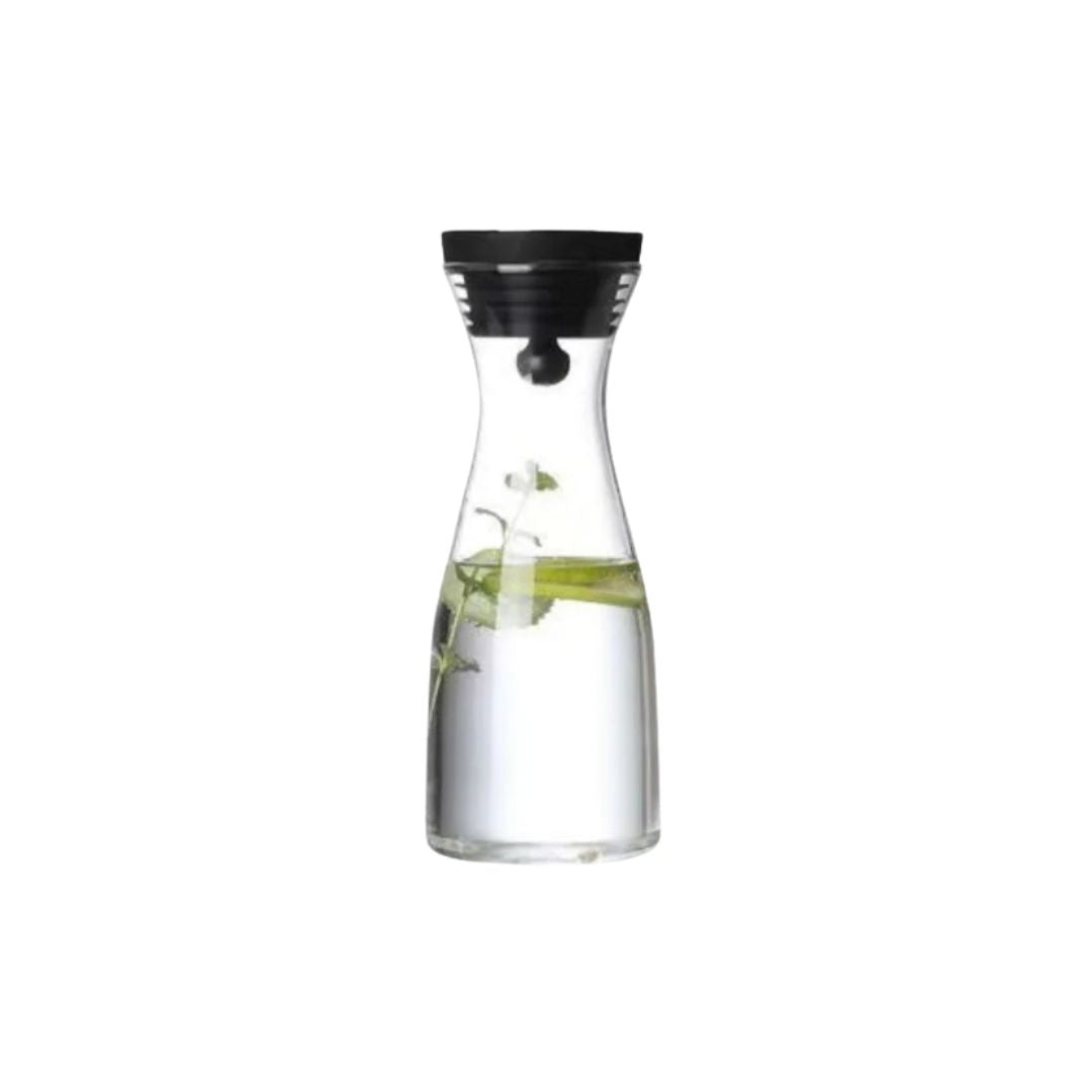 Glass Carafe 1.5L Heat Resistant Water Pitcher with Lid and Stainless Steel Fruit Skewer