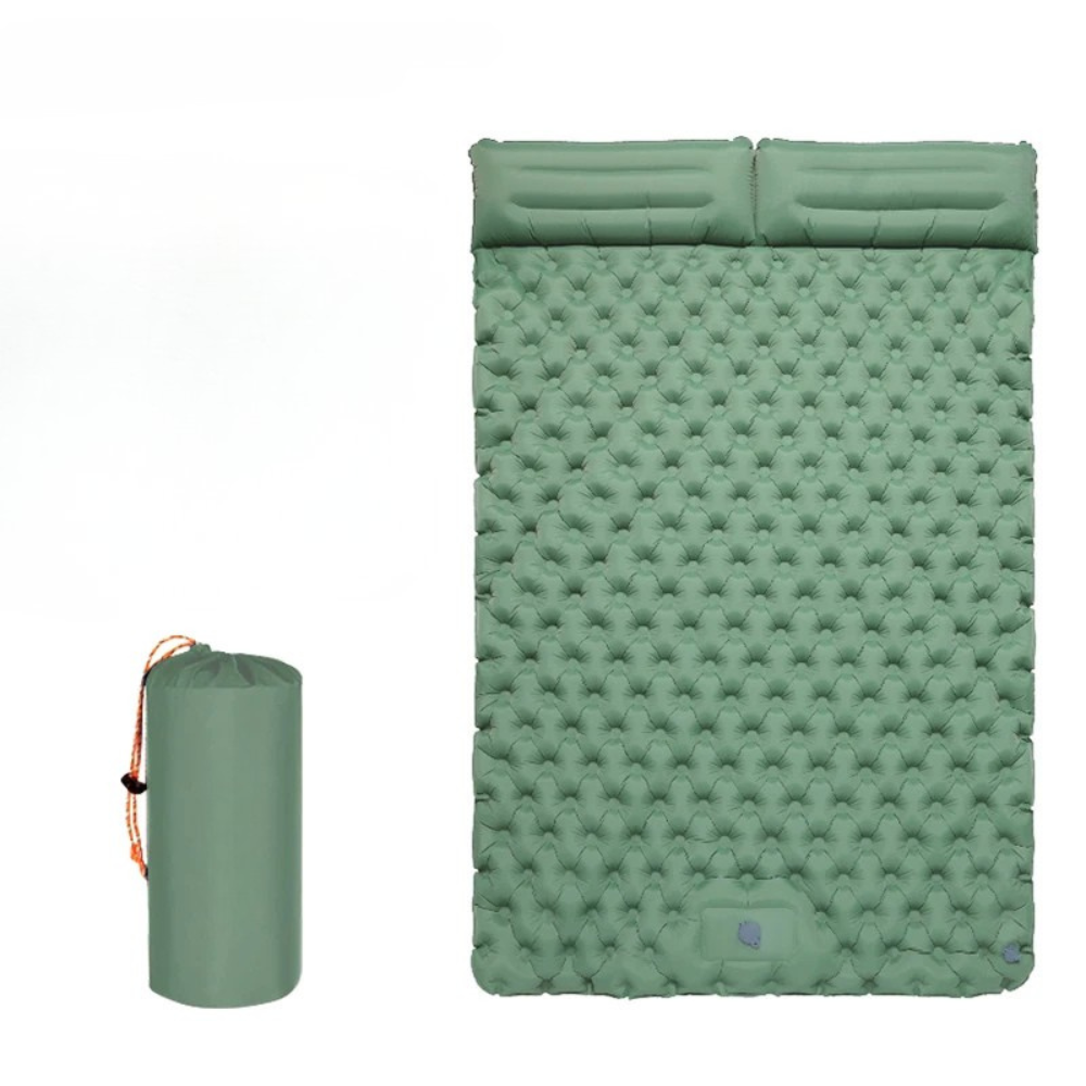 Camping Sleeping Pad Double Inflatable Mattress 200cm Portable Ultralight Folding Bed - Army Green