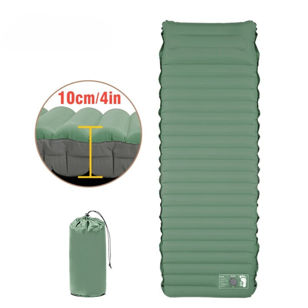 Camping Sleeping Pad Inflatable Mattress 195cm Ultralight Foldable Air Bed with Foot Pump - Brown