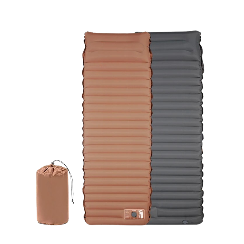 Camping Sleeping Pad Inflatable Mattress 195cm Ultralight Foldable Air Bed with Foot Pump - Brown