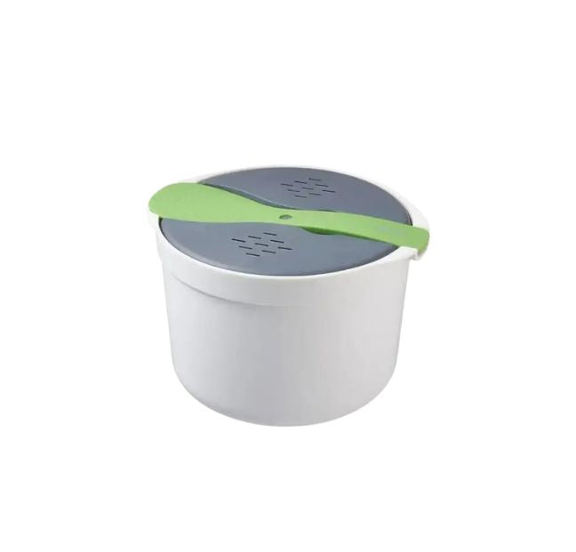 Microwave Rice Cooker Bento Lunch Box Food Steamer with Lid Portable Food Container - Green