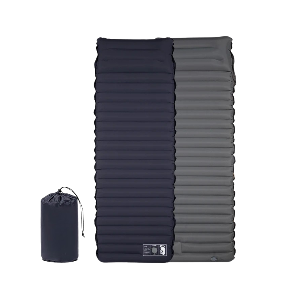 Camping Sleeping Pad Inflatable Mattress 195cm Ultralight Foldable Air Bed with Foot Pump - Navy Blue