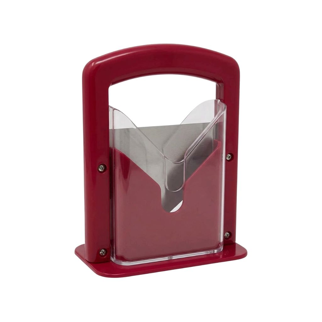 Bagel Slicer Guided Bread Cutter with Handle for Kitchen Bench - Red