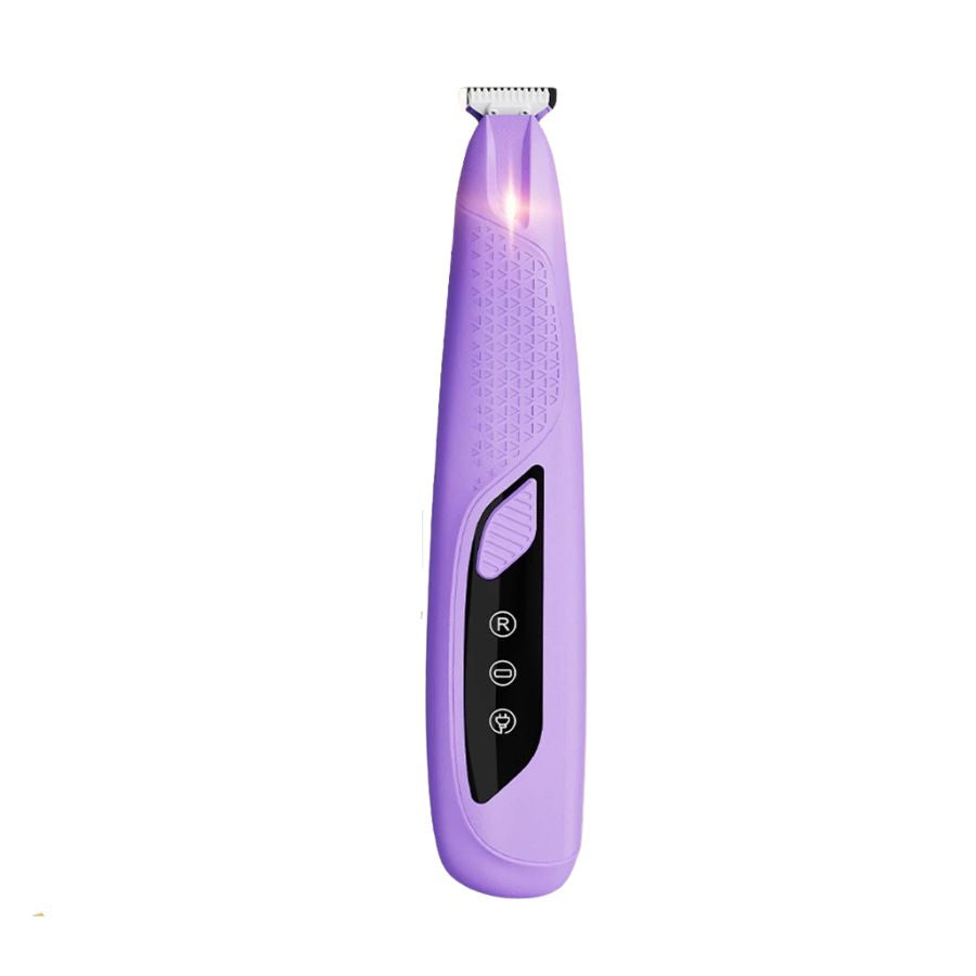 Pet Hair Clipper Rechargeable Electric Trimmer with LED Light Precision Grooming Tool - Purple