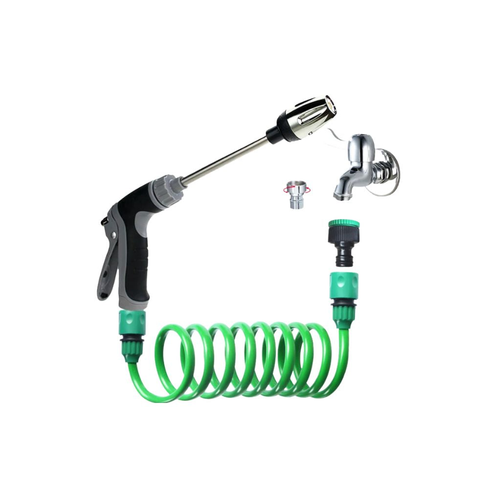Telescopic Garden Spring Water Hose 15m EVA Flexible Coil Hose with Adjustable Spray Gun