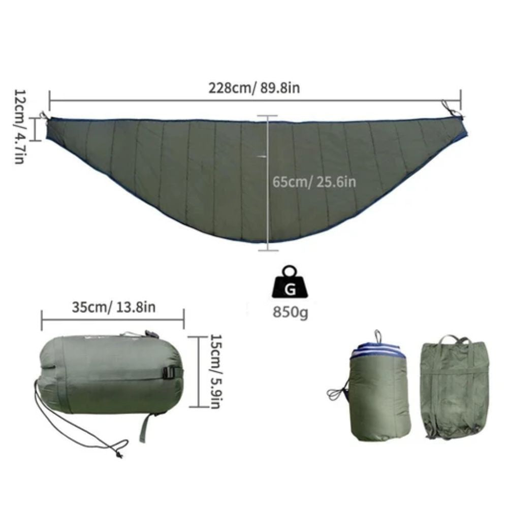 Portable Hammock Underquilt Winter Cold Weather Warm Under Quilt for Camping Hiking - Army Green