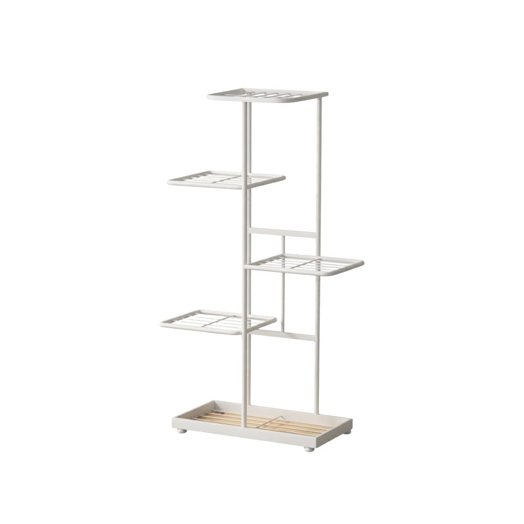 Plant Stand 6 Tier Metal Flower Pot Rack Indoor Outdoor Multi Layer Plant Holder Storage Shelf - White