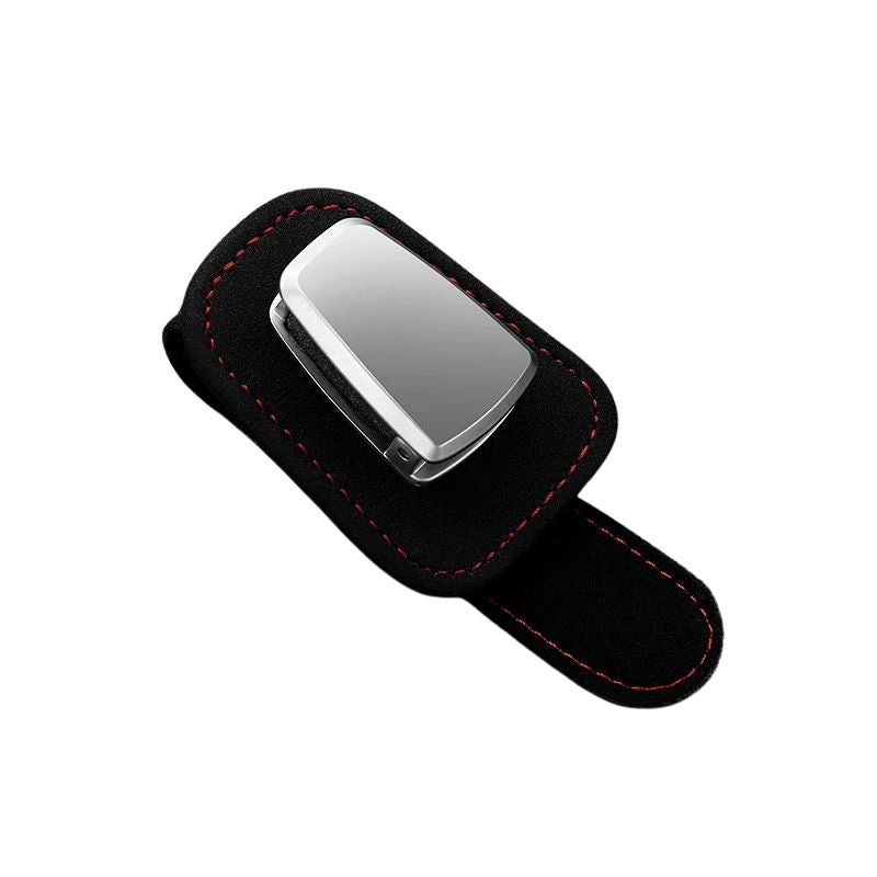 Car Glasses Holder Sun Visor Clip Leather Eyewear Storage Organiser Interior Accessory - Black