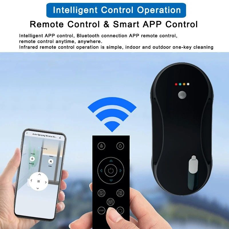 Window Cleaning Robot 5600Pa Dual Suction APP & Remote Control Automatic Water Spray Cleaner - Blue