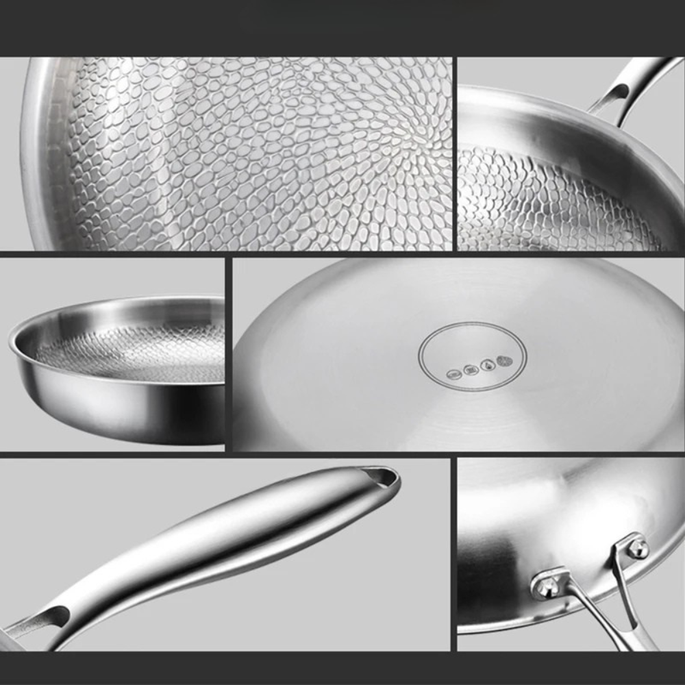 Titanium Frying Pan 28cm Hammer Pattern Uncoated Non Stick Cookware