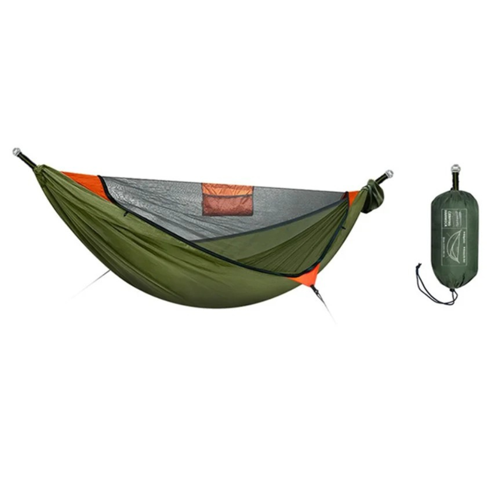 Portable Outdoor Camping Hammock with Mosquito Net Anti Rollover Quick Open Single Person 310x140cm - Orange