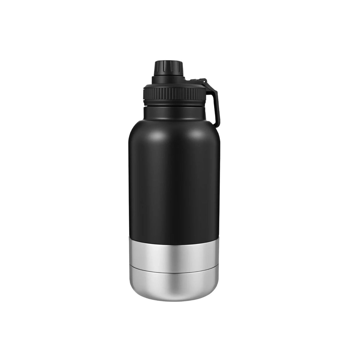 Dog Water Bottle 946 mL Stainless Steel Travel Dispenser with 2 Bowls - Black