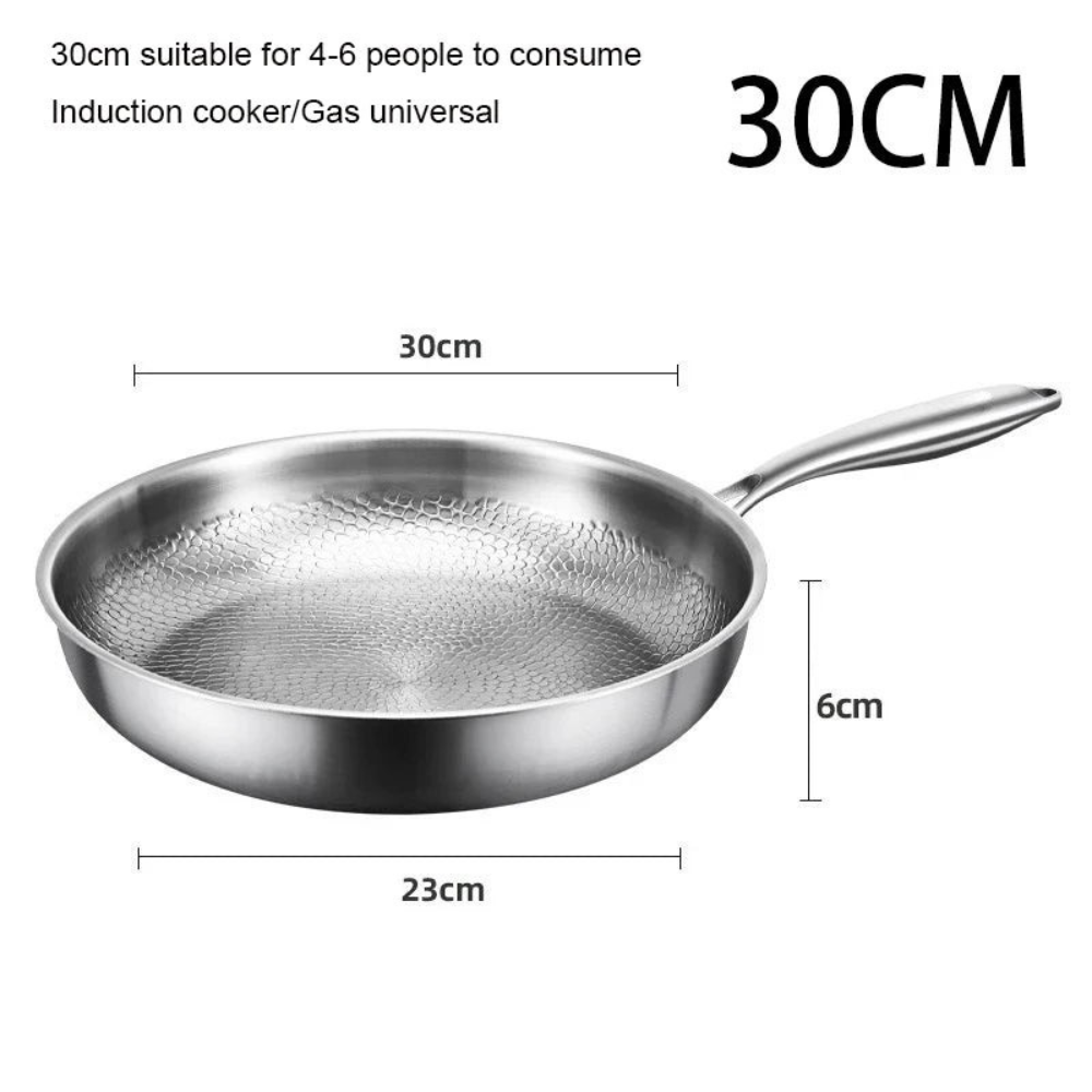 Titanium Frying Pan 30cm Hammer Pattern Uncoated Non Stick Cookware