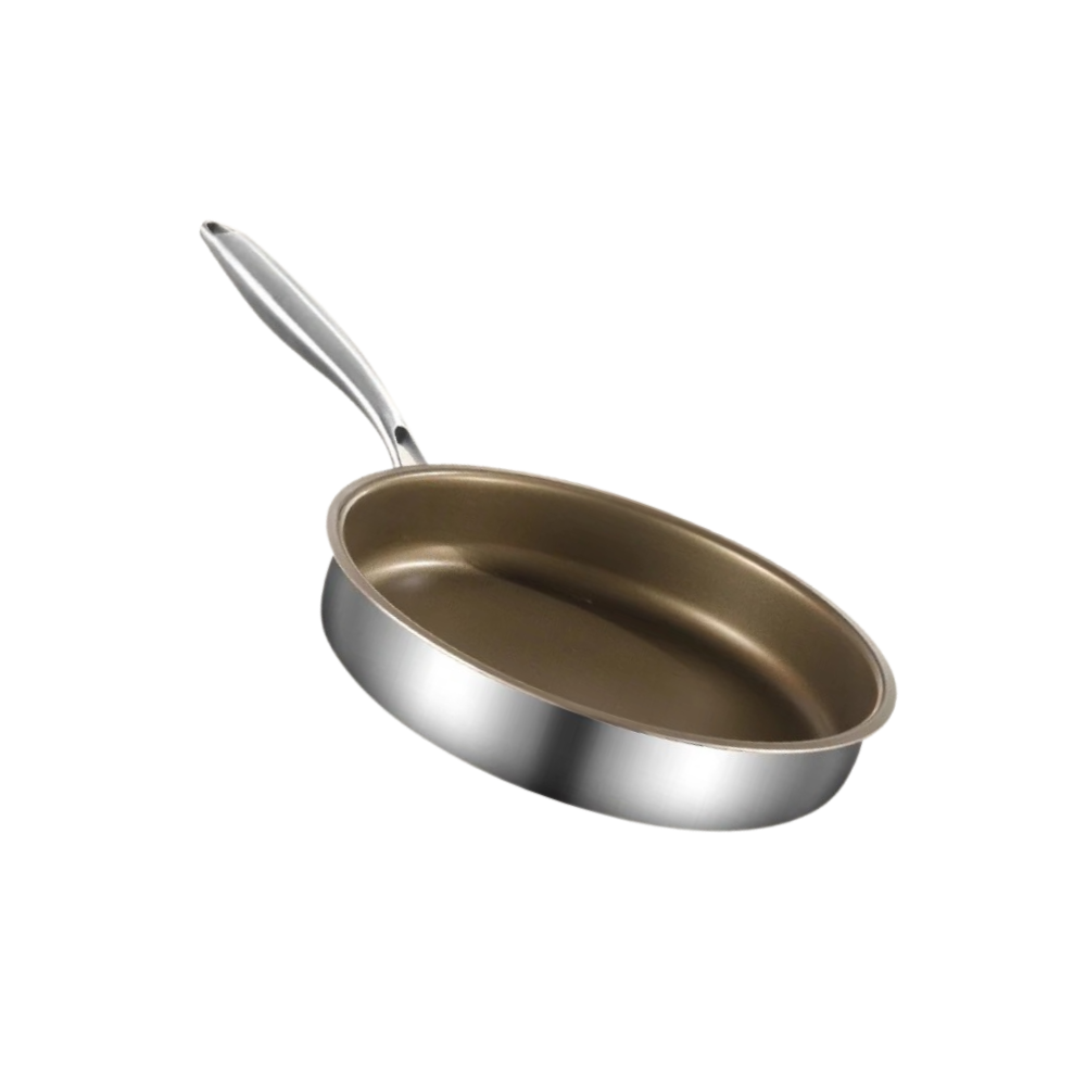 Titanium Alloy Frying Pan 26cm Stainless Steel Non-Stick Wok Double Handle
