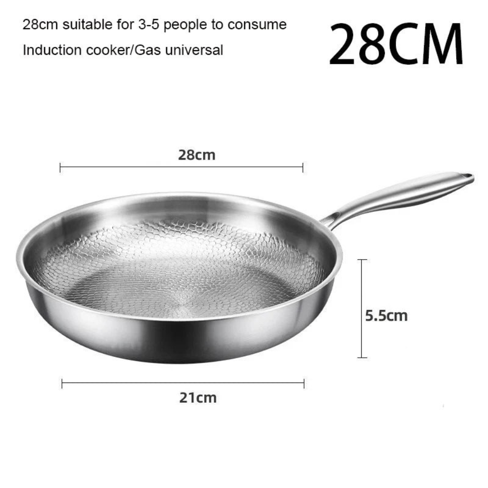 Titanium Frying Pan 28cm Hammer Pattern Uncoated Non Stick Cookware