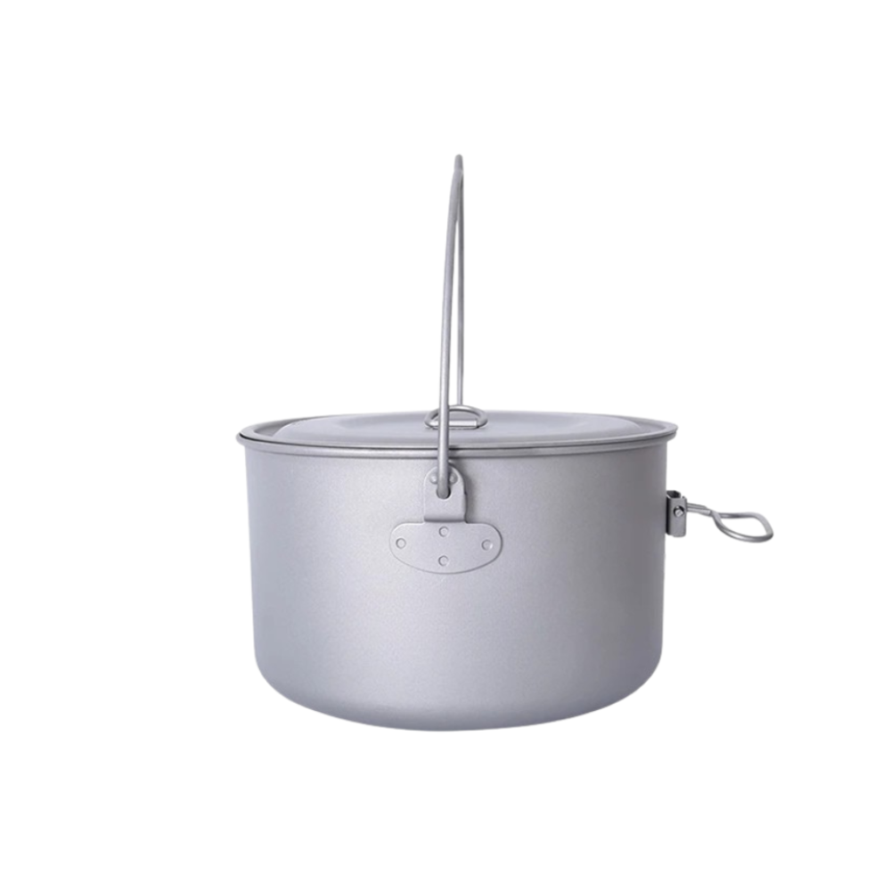 Titanium Camping Pot 1.95L Portable Hanging Cookware Ultralight Outdoor Cooking Pot with Handle