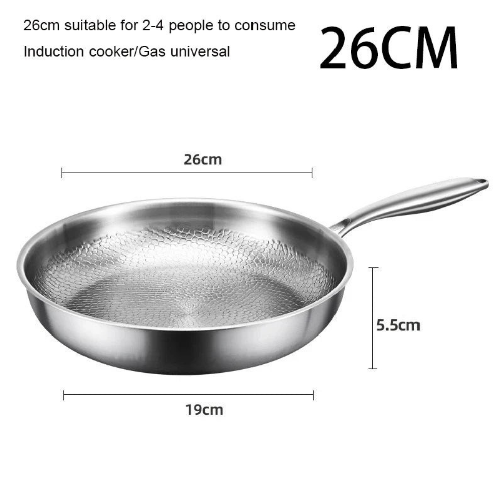 Titanium Frying Pan 26cm Hammer Pattern Uncoated Non Stick Cookware