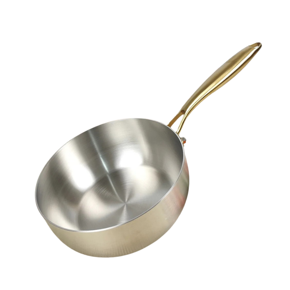 316 Stainless Steel Frying Pan – Deepened Uncoated Wok – 7-Ply Skillet – Gas & Induction Compatible – 24cm