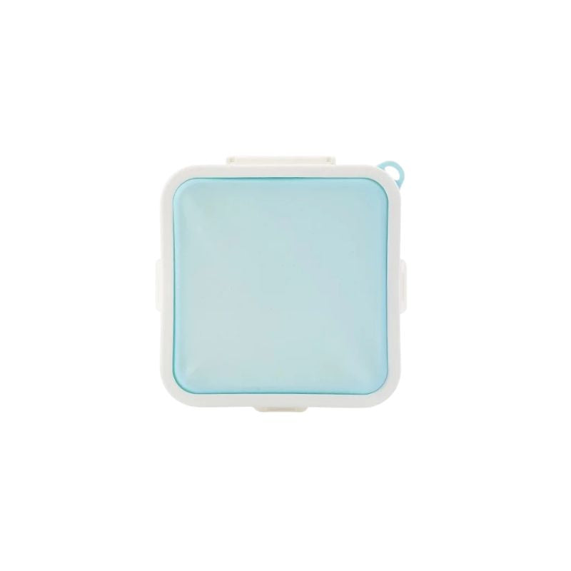 Silicone Sandwich Lunch Box Reusable Food Storage Container Microwave Safe Bento Box with Protective Lid - Blue