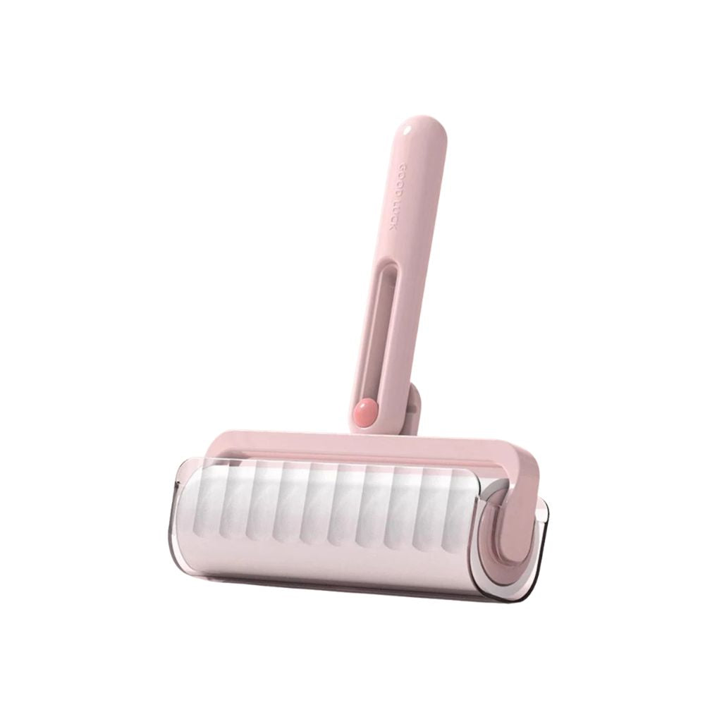 Lint Roller 16cm Foldable Reusable Clothes & Pet Hair Remover Portable Cleaning Tool - Pink