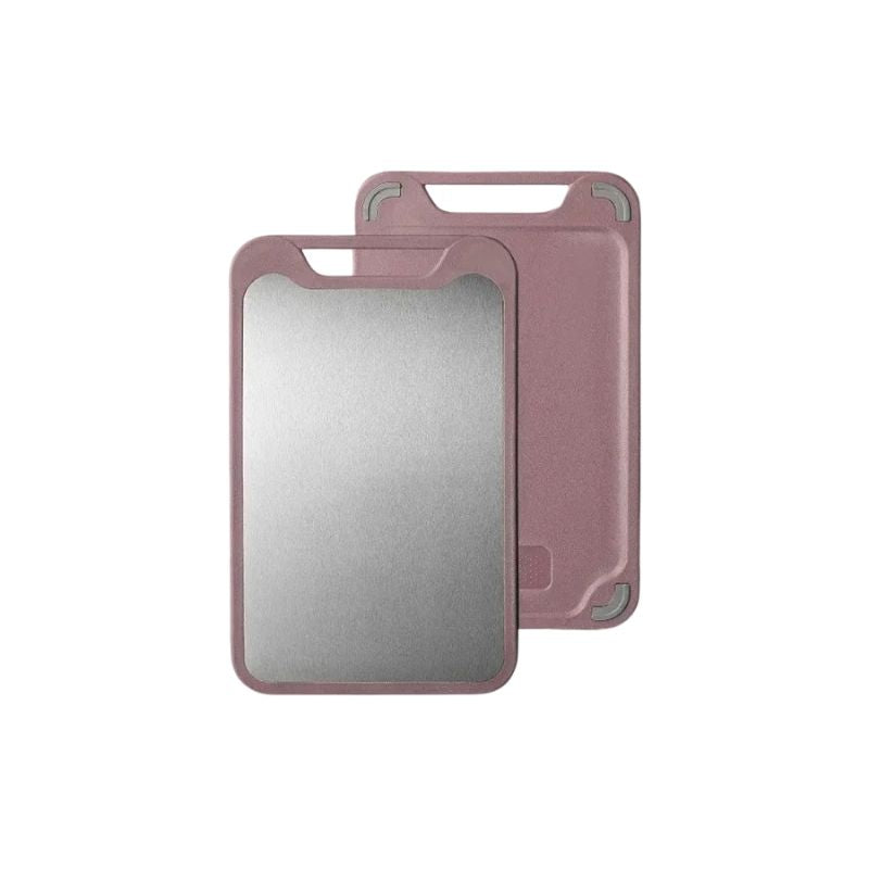Double Sided Cutting Board 35 × 22 cm Stainless Steel and PP with Crusher - Blue