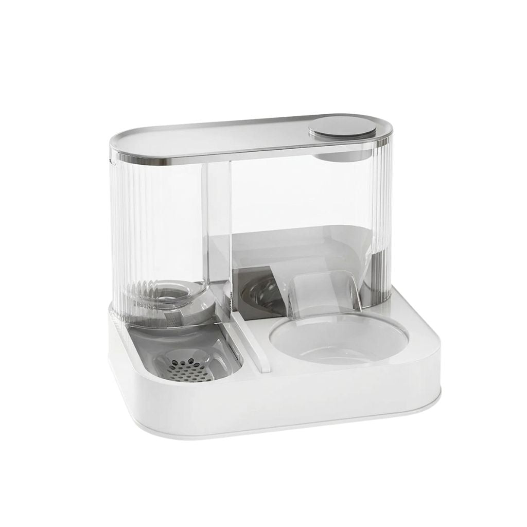 Pet Feeder 2L Automatic Water Dispenser Double Bowl Gravity Fed Food Storage Station - Yellow