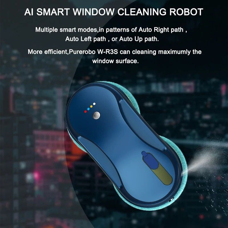 Window Cleaning Robot 5600Pa Dual Suction APP & Remote Control Automatic Water Spray Cleaner - Blue