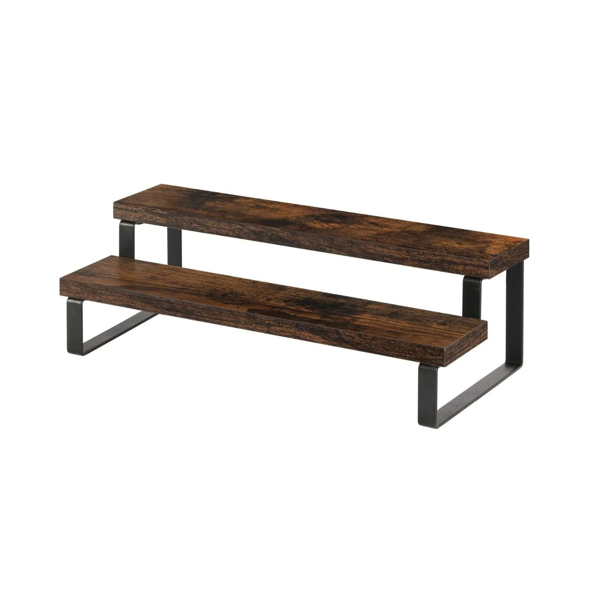 Display Rack 2 Tier Solid Wood Countertop Organiser Kitchen Storage Stand
