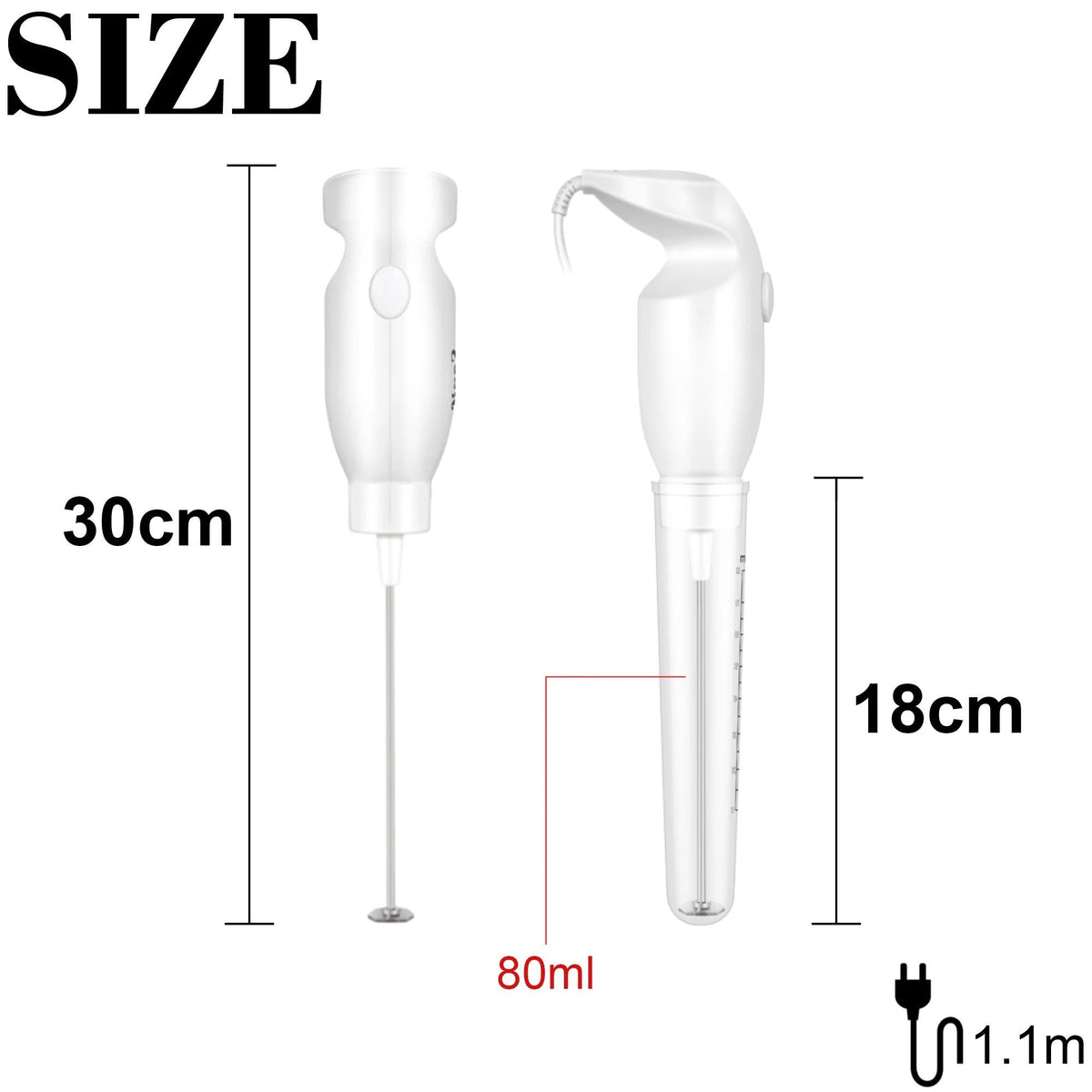 Milk Frother 30 cm Electric 35000 RPM Handheld Coffee Foam Mixer for Latte and Cappuccino