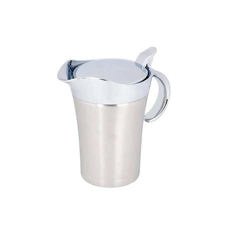 Gravy Jug 750 mL Stainless Steel Double Wall Sauce Boat with Hinged Lid - Silver