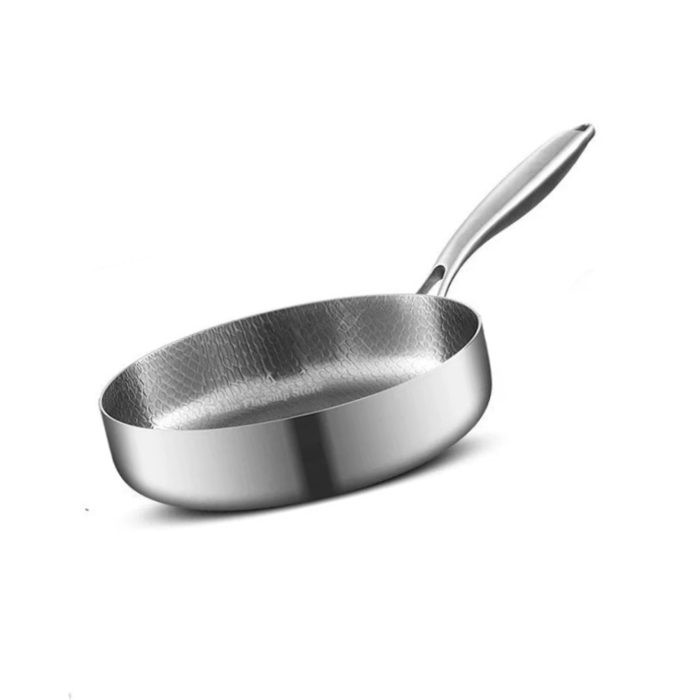 Frying Pan 24cm Non Stick Stainless Steel Skillet for Gas and Induction Cookers
