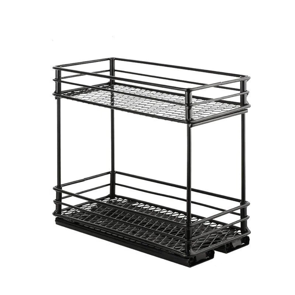 Spice Rack 2 Tier Sliding Pull-Out Cabinet Organizer Heavy Duty Metal - Size M